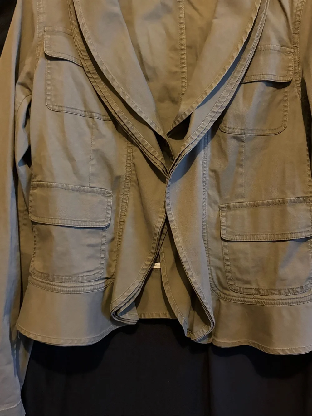 DKNY Olive Utility Jacket with Shawl Lapel